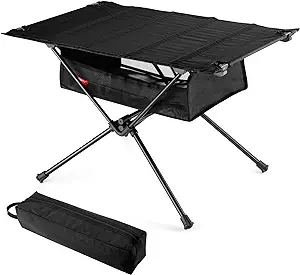Odoland Outdoor Folding Table with Mesh Storage Portable Camping Gear
