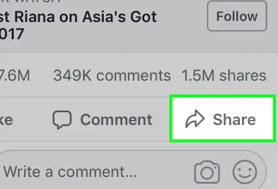 share button to download facebook videos