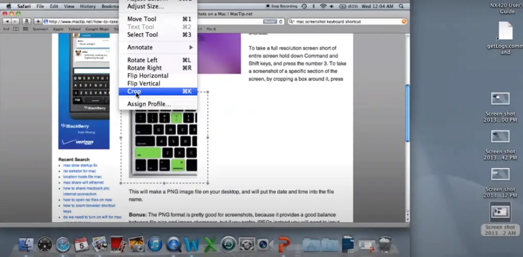 Picture: Crop a screenshot on mac easily