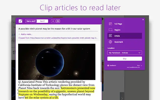 Picture: Use OneNote web clipper in different ways